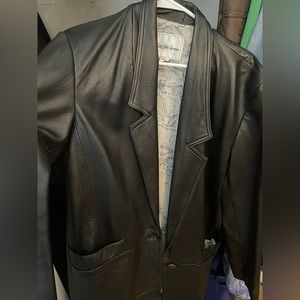 Saks Fifth Avenue Black Leather Blazer